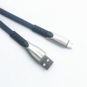 KPS-1001CB Micro Custom bærbar 1m 2A zinklegering Tøjvævning af micro USB-kabel